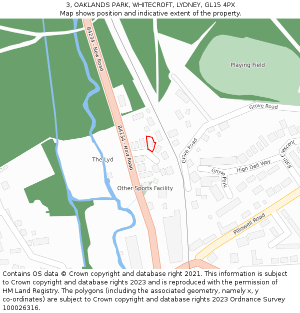 3, OAKLANDS PARK, WHITECROFT, LYDNEY, GL15 4PX: Location map and indicative extent of plot