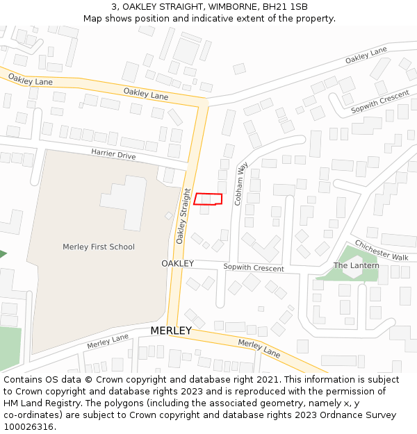 3, OAKLEY STRAIGHT, WIMBORNE, BH21 1SB: Location map and indicative extent of plot