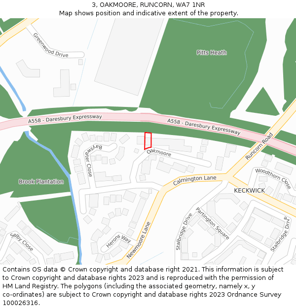 3, OAKMOORE, RUNCORN, WA7 1NR: Location map and indicative extent of plot