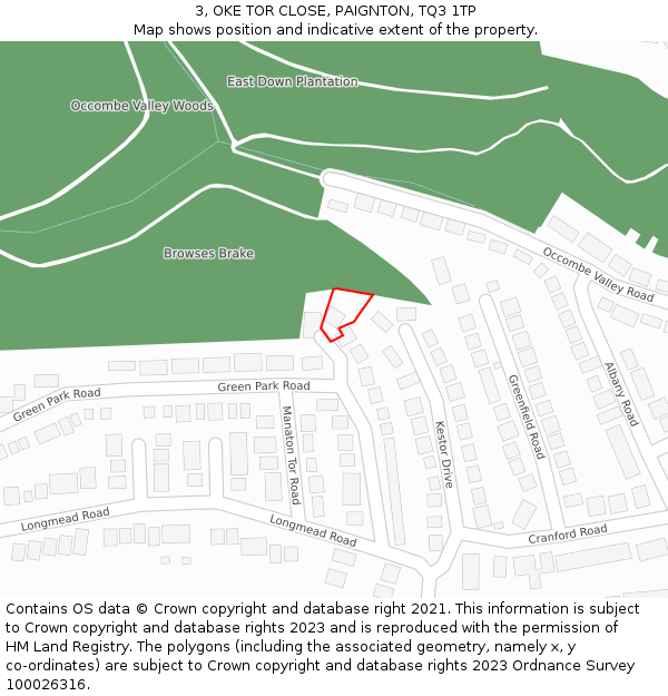 3, OKE TOR CLOSE, PAIGNTON, TQ3 1TP: Location map and indicative extent of plot