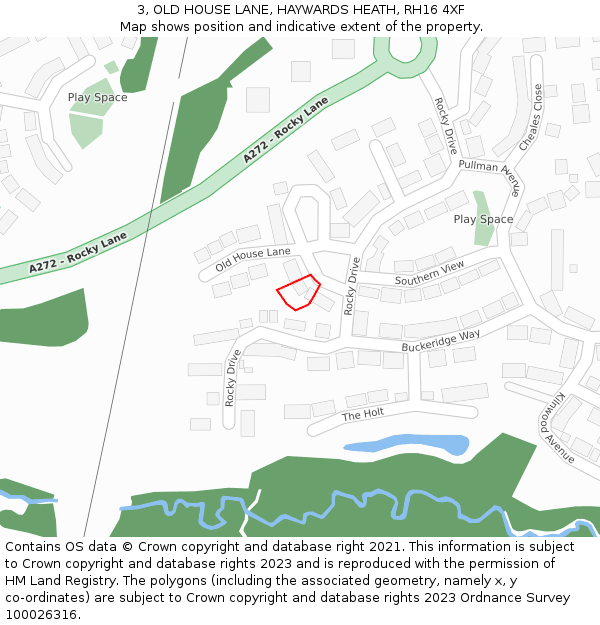 3, OLD HOUSE LANE, HAYWARDS HEATH, RH16 4XF: Location map and indicative extent of plot