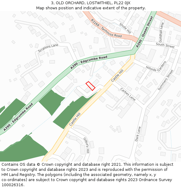 3, OLD ORCHARD, LOSTWITHIEL, PL22 0JX: Location map and indicative extent of plot