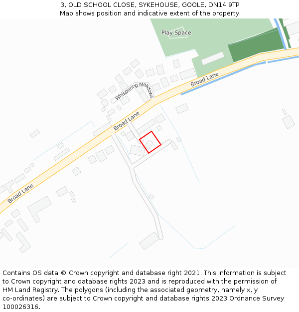 3, OLD SCHOOL CLOSE, SYKEHOUSE, GOOLE, DN14 9TP: Location map and indicative extent of plot