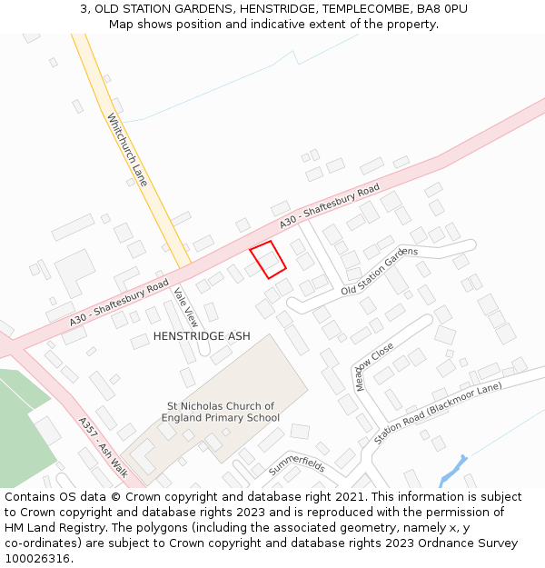 3, OLD STATION GARDENS, HENSTRIDGE, TEMPLECOMBE, BA8 0PU: Location map and indicative extent of plot