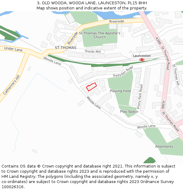 3, OLD WOODA, WOODA LANE, LAUNCESTON, PL15 8HH: Location map and indicative extent of plot