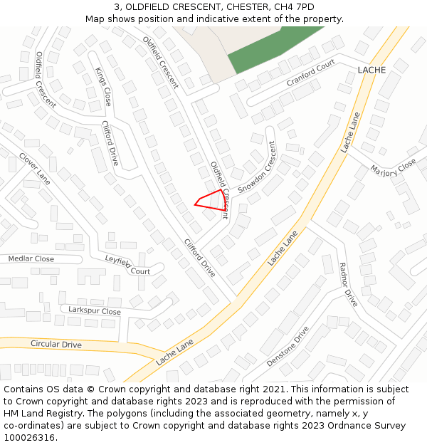 3, OLDFIELD CRESCENT, CHESTER, CH4 7PD: Location map and indicative extent of plot