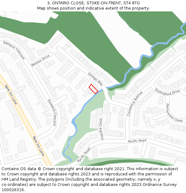 3, ONTARIO CLOSE, STOKE-ON-TRENT, ST4 8TG: Location map and indicative extent of plot