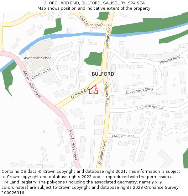3, ORCHARD END, BULFORD, SALISBURY, SP4 9EA: Location map and indicative extent of plot