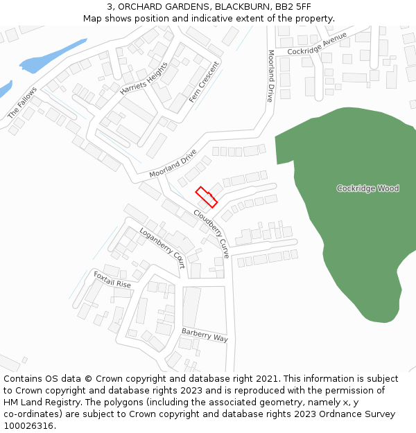 3, ORCHARD GARDENS, BLACKBURN, BB2 5FF: Location map and indicative extent of plot