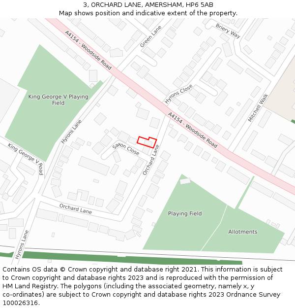 3, ORCHARD LANE, AMERSHAM, HP6 5AB: Location map and indicative extent of plot