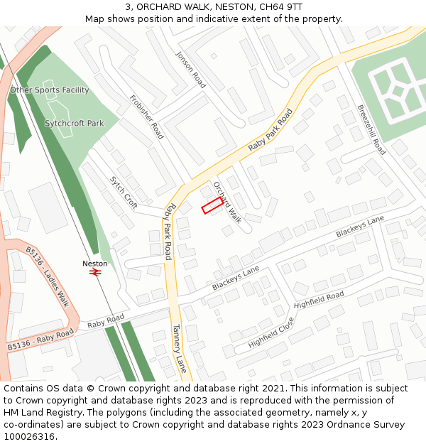 3, ORCHARD WALK, NESTON, CH64 9TT: Location map and indicative extent of plot