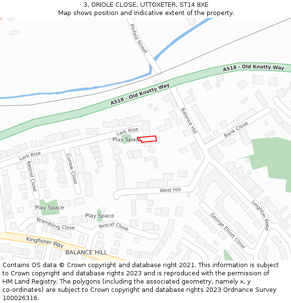 3, ORIOLE CLOSE, UTTOXETER, ST14 8XE: Location map and indicative extent of plot