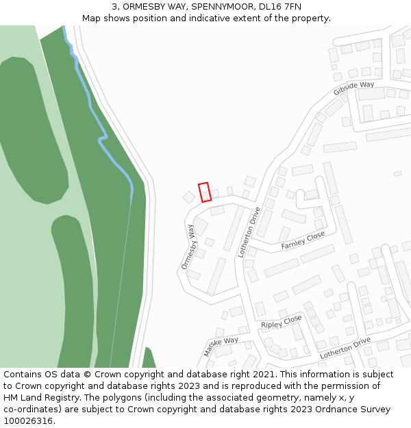 3, ORMESBY WAY, SPENNYMOOR, DL16 7FN: Location map and indicative extent of plot