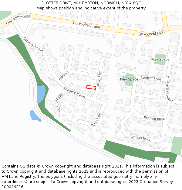 3, OTTER DRIVE, MULBARTON, NORWICH, NR14 8QG: Location map and indicative extent of plot