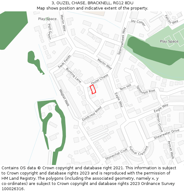3, OUZEL CHASE, BRACKNELL, RG12 8DU: Location map and indicative extent of plot