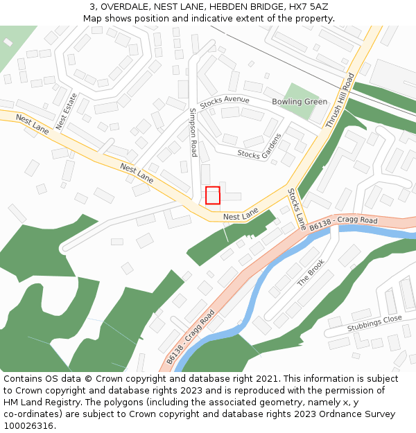3, OVERDALE, NEST LANE, HEBDEN BRIDGE, HX7 5AZ: Location map and indicative extent of plot