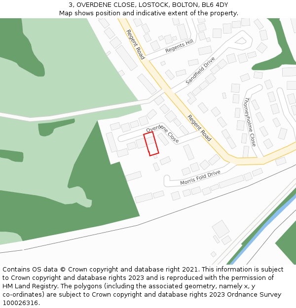 3, OVERDENE CLOSE, LOSTOCK, BOLTON, BL6 4DY: Location map and indicative extent of plot