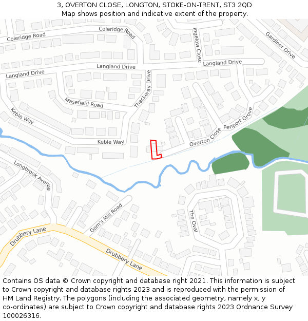 3, OVERTON CLOSE, LONGTON, STOKE-ON-TRENT, ST3 2QD: Location map and indicative extent of plot