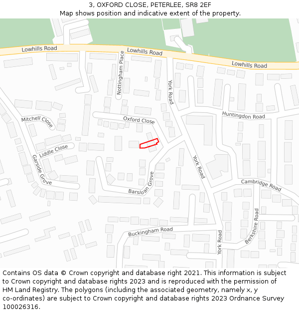 3, OXFORD CLOSE, PETERLEE, SR8 2EF: Location map and indicative extent of plot