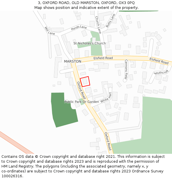 3, OXFORD ROAD, OLD MARSTON, OXFORD, OX3 0PQ: Location map and indicative extent of plot