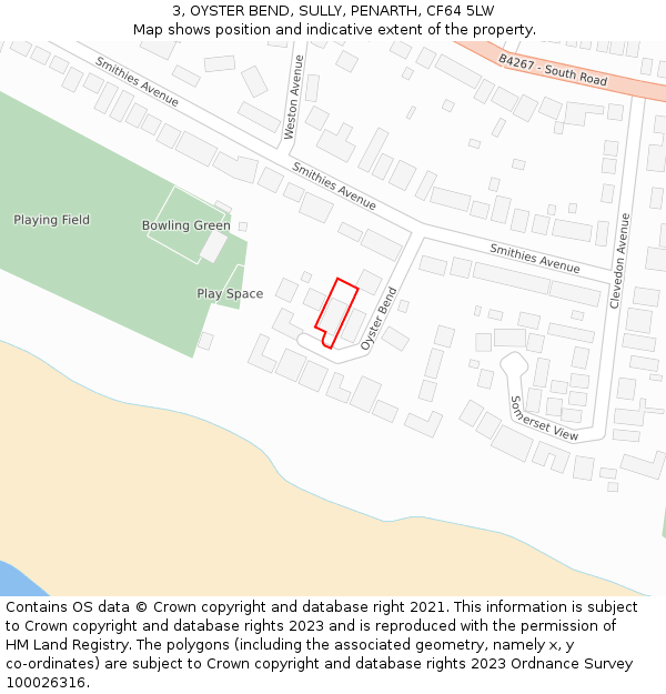 3, OYSTER BEND, SULLY, PENARTH, CF64 5LW: Location map and indicative extent of plot