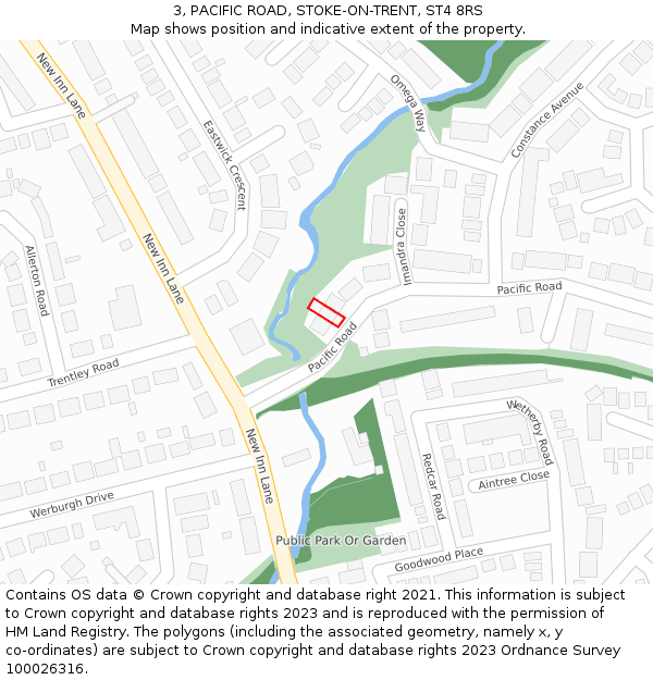 3, PACIFIC ROAD, STOKE-ON-TRENT, ST4 8RS: Location map and indicative extent of plot