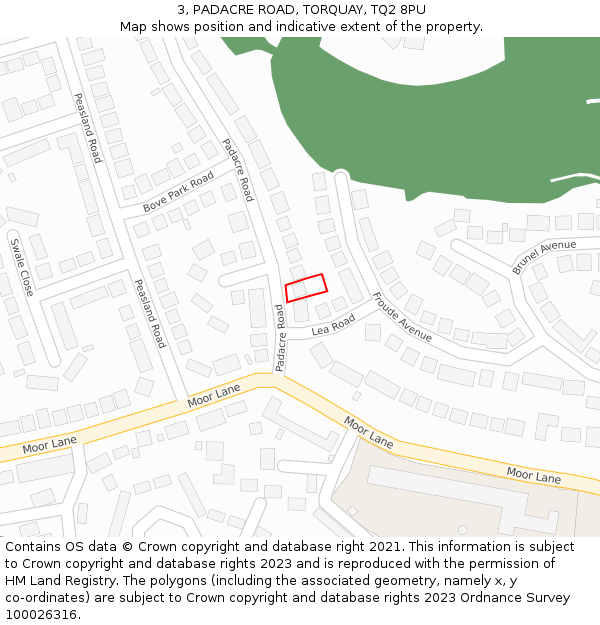 3, PADACRE ROAD, TORQUAY, TQ2 8PU: Location map and indicative extent of plot