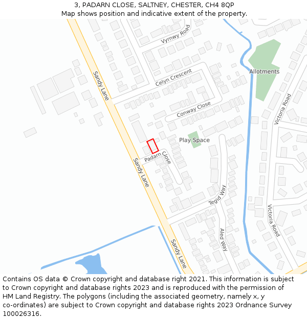 3, PADARN CLOSE, SALTNEY, CHESTER, CH4 8QP: Location map and indicative extent of plot