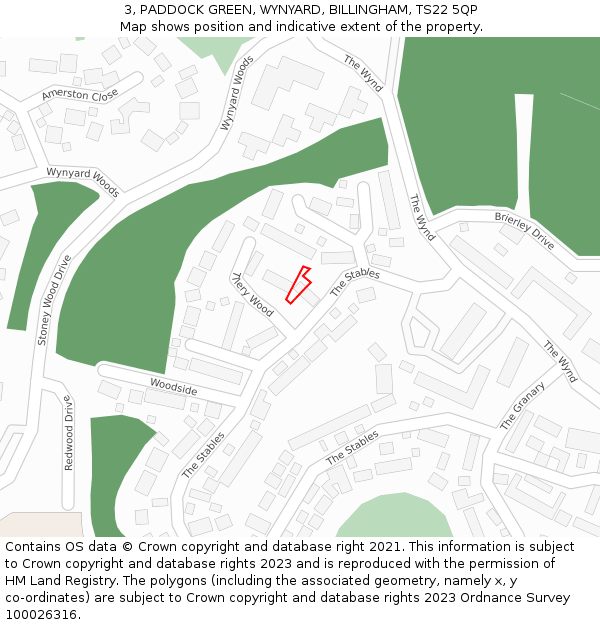 3, PADDOCK GREEN, WYNYARD, BILLINGHAM, TS22 5QP: Location map and indicative extent of plot