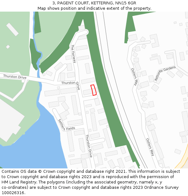 3, PAGENT COURT, KETTERING, NN15 6GR: Location map and indicative extent of plot