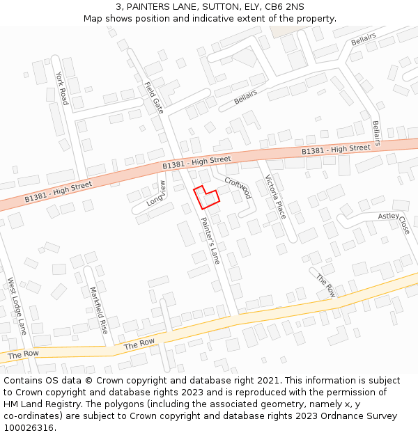 3, PAINTERS LANE, SUTTON, ELY, CB6 2NS: Location map and indicative extent of plot