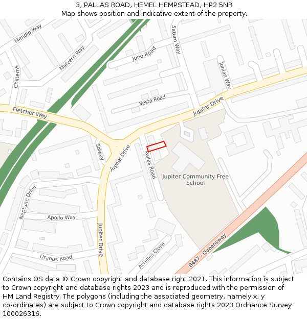 3, PALLAS ROAD, HEMEL HEMPSTEAD, HP2 5NR: Location map and indicative extent of plot
