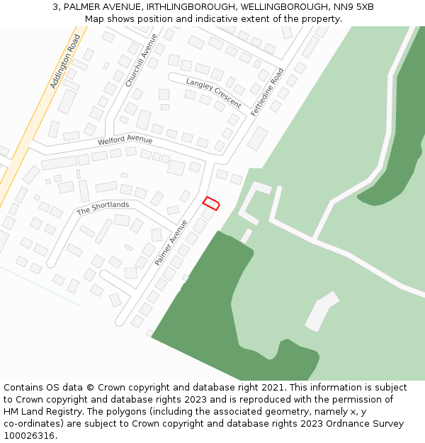 3, PALMER AVENUE, IRTHLINGBOROUGH, WELLINGBOROUGH, NN9 5XB: Location map and indicative extent of plot