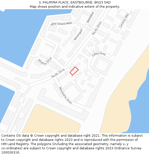 3, PALMYRA PLACE, EASTBOURNE, BN23 5AD: Location map and indicative extent of plot