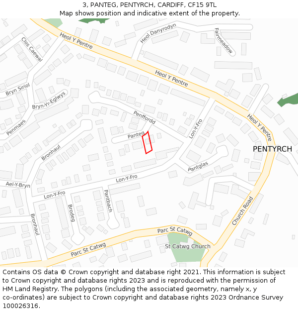 3, PANTEG, PENTYRCH, CARDIFF, CF15 9TL: Location map and indicative extent of plot