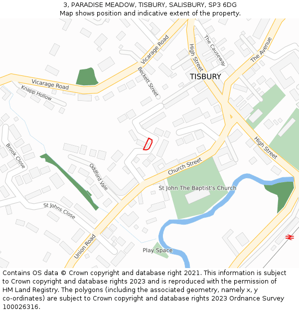 3, PARADISE MEADOW, TISBURY, SALISBURY, SP3 6DG: Location map and indicative extent of plot