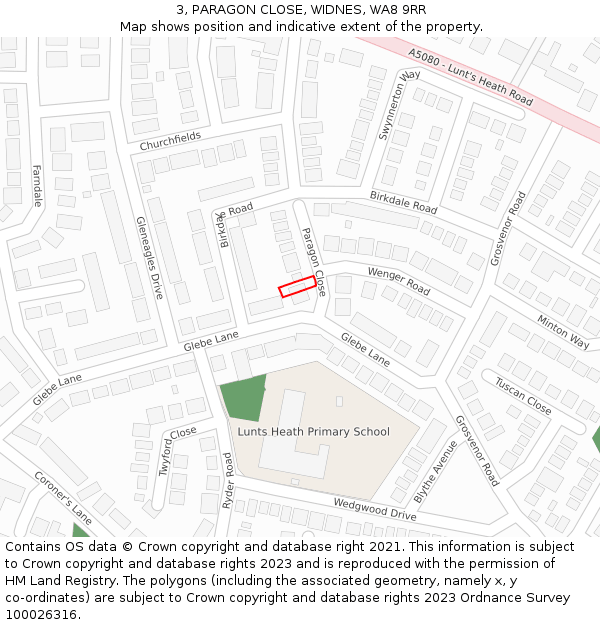 3, PARAGON CLOSE, WIDNES, WA8 9RR: Location map and indicative extent of plot