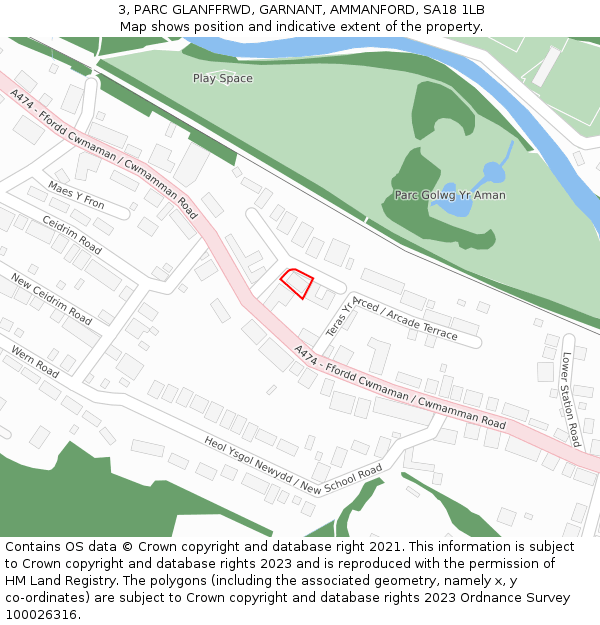 3, PARC GLANFFRWD, GARNANT, AMMANFORD, SA18 1LB: Location map and indicative extent of plot