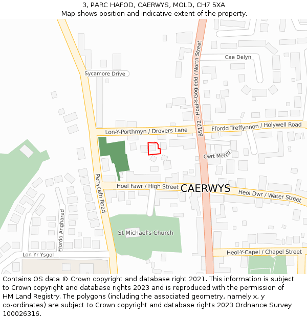 3, PARC HAFOD, CAERWYS, MOLD, CH7 5XA: Location map and indicative extent of plot