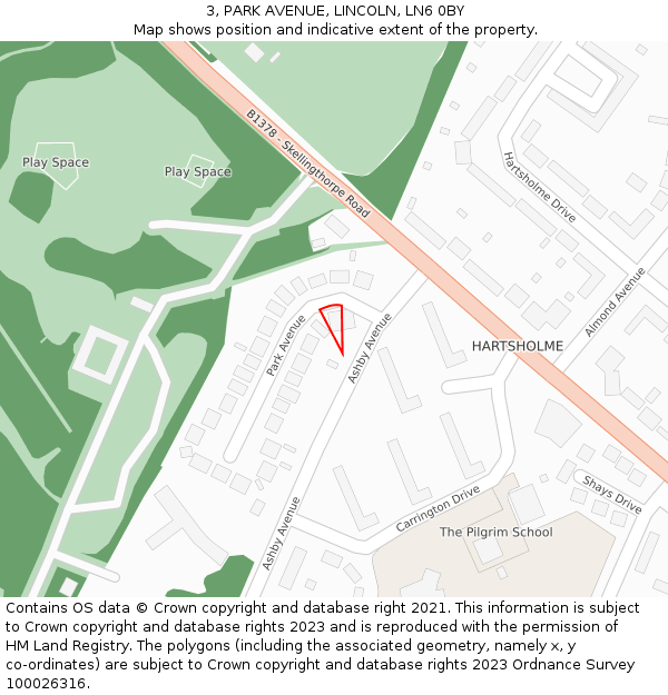 3, PARK AVENUE, LINCOLN, LN6 0BY: Location map and indicative extent of plot