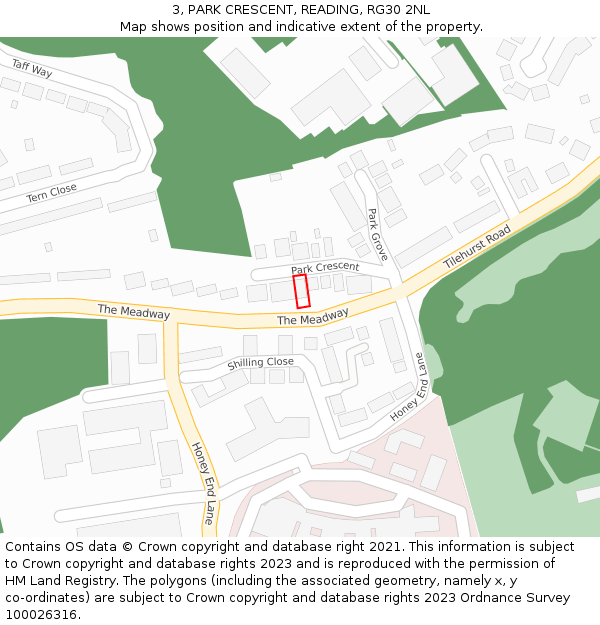 3, PARK CRESCENT, READING, RG30 2NL: Location map and indicative extent of plot