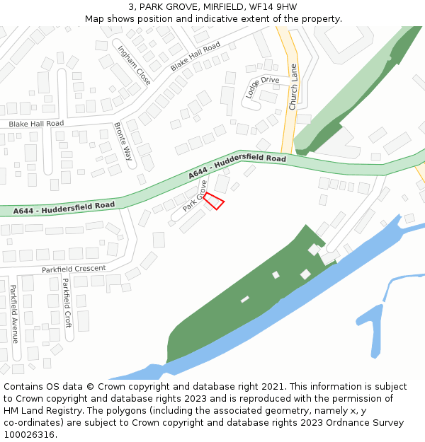 3, PARK GROVE, MIRFIELD, WF14 9HW: Location map and indicative extent of plot