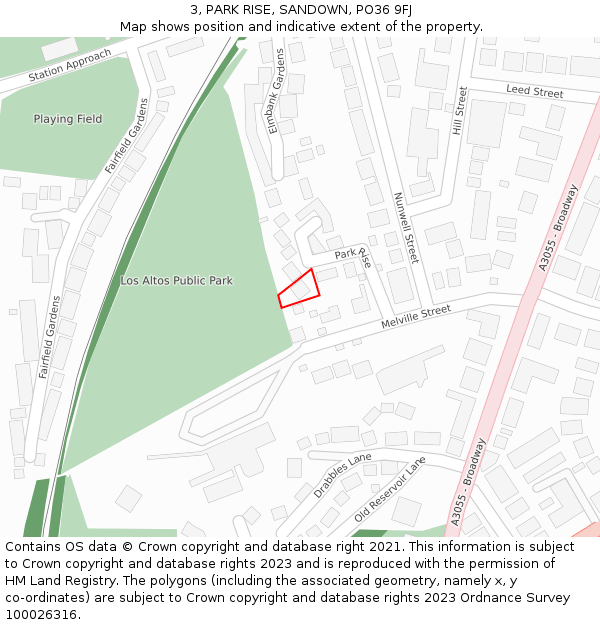 3, PARK RISE, SANDOWN, PO36 9FJ: Location map and indicative extent of plot