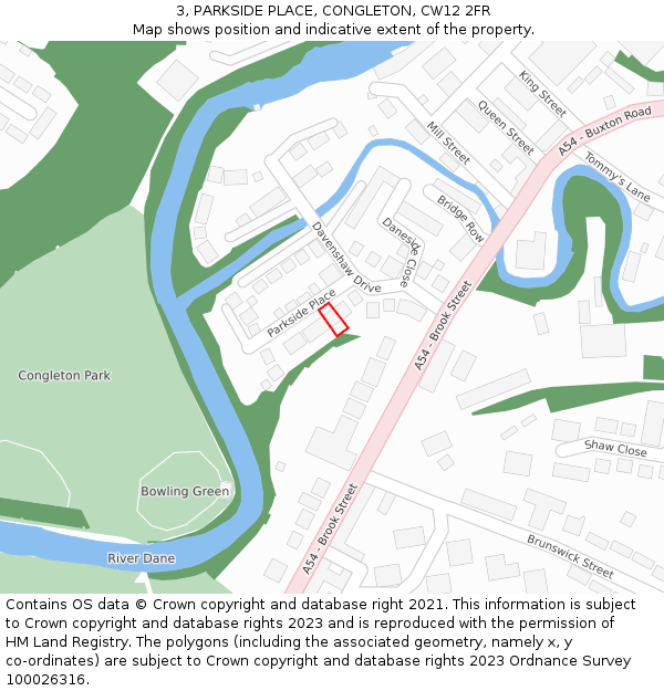 3, PARKSIDE PLACE, CONGLETON, CW12 2FR: Location map and indicative extent of plot