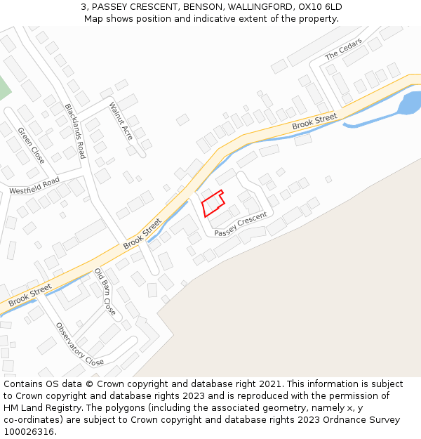 3, PASSEY CRESCENT, BENSON, WALLINGFORD, OX10 6LD: Location map and indicative extent of plot