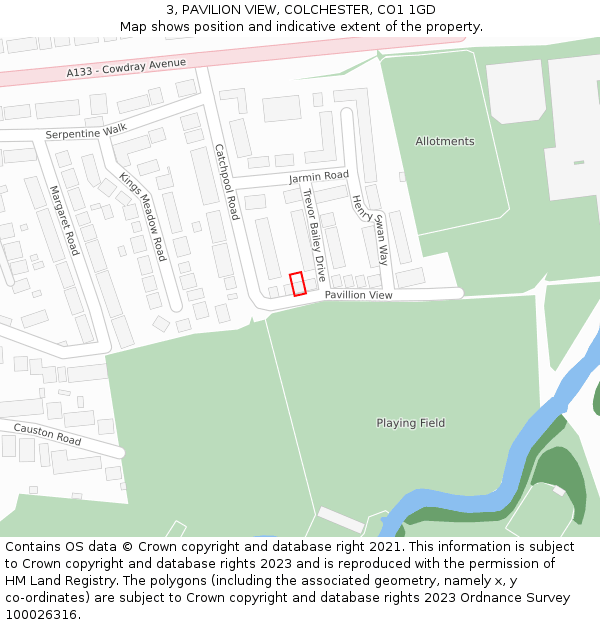 3, PAVILION VIEW, COLCHESTER, CO1 1GD: Location map and indicative extent of plot