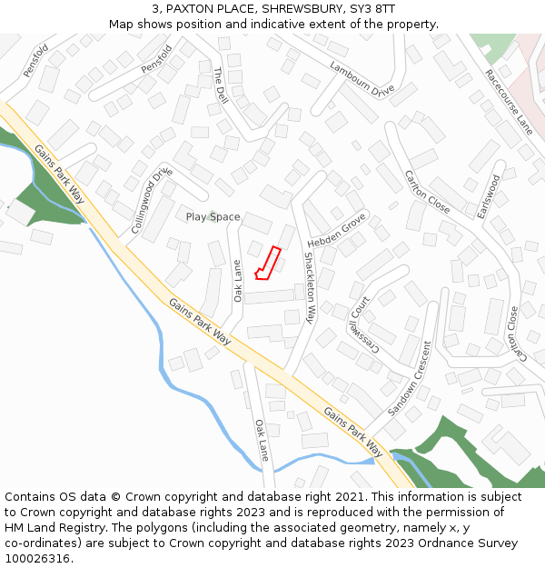 3, PAXTON PLACE, SHREWSBURY, SY3 8TT: Location map and indicative extent of plot