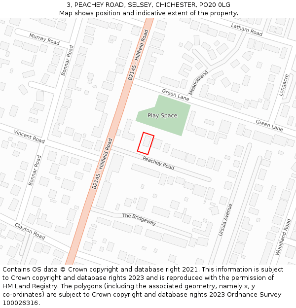 3, PEACHEY ROAD, SELSEY, CHICHESTER, PO20 0LG: Location map and indicative extent of plot