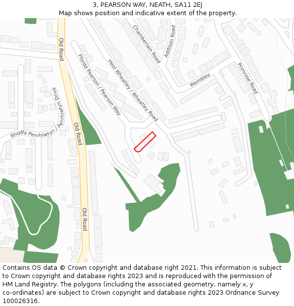 3, PEARSON WAY, NEATH, SA11 2EJ: Location map and indicative extent of plot