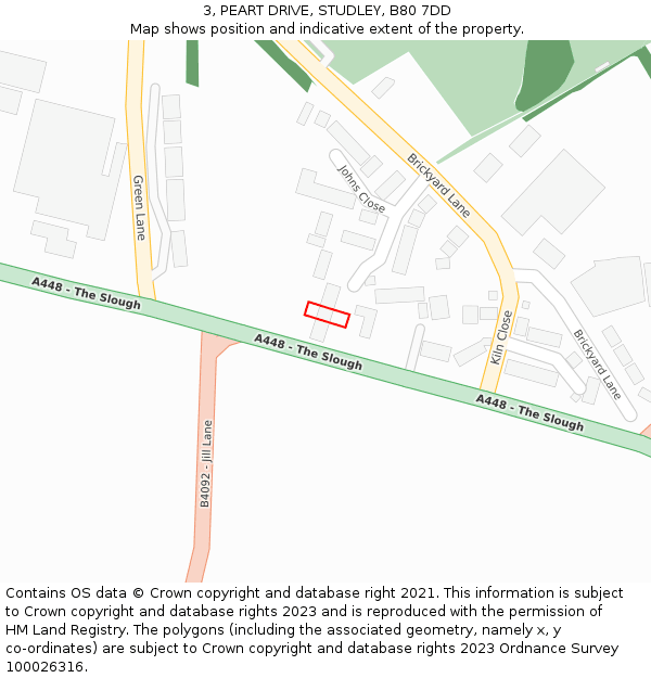 3, PEART DRIVE, STUDLEY, B80 7DD: Location map and indicative extent of plot